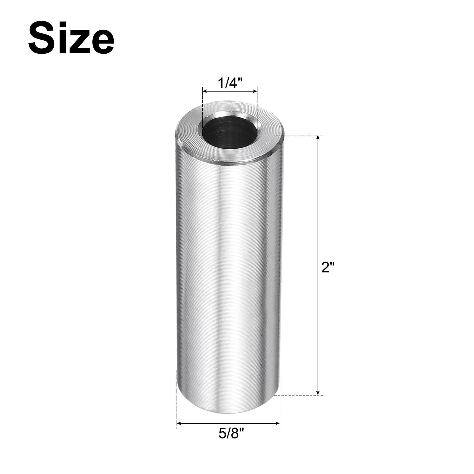 10 Packs Stainless Steel Spacer 1/4" Bore x 5/8" OD x 2" Length