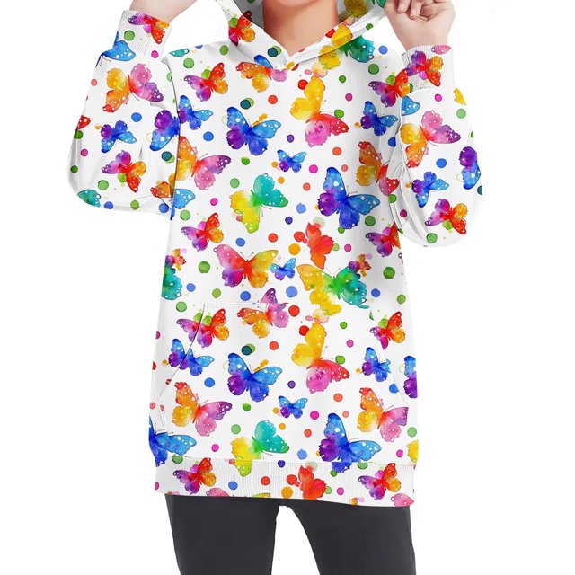 Chandail en Molleton Col Rond pour Bébé, Chandail en Molleton Col Rond Surdimensionné, Chandail à Capuche Col Rond Mode Enfants Manches Longues Chandail 4-14 Ans pour Filles et Garçons