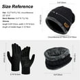 thumbnail image 6 of Vbiger 3 PCS Winter Beanie Hat Scarf Set with Gloves Touch Screen Cold Weather Knit Wool Neck Warmer Skull Cap Black, 6 of 6