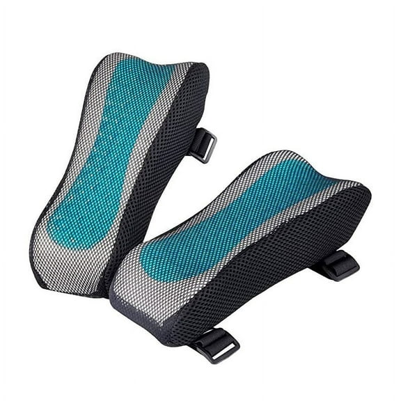 AlveyTech Memory Foam with Gel Curved Armrest Pads for Wheelchairs, Power Chairs, & Scooters (Set of 2) (Mesh Cover) - Ergonomic Cushion Support, Chair Arm Rest Pad for Gaming Office Desk Computer