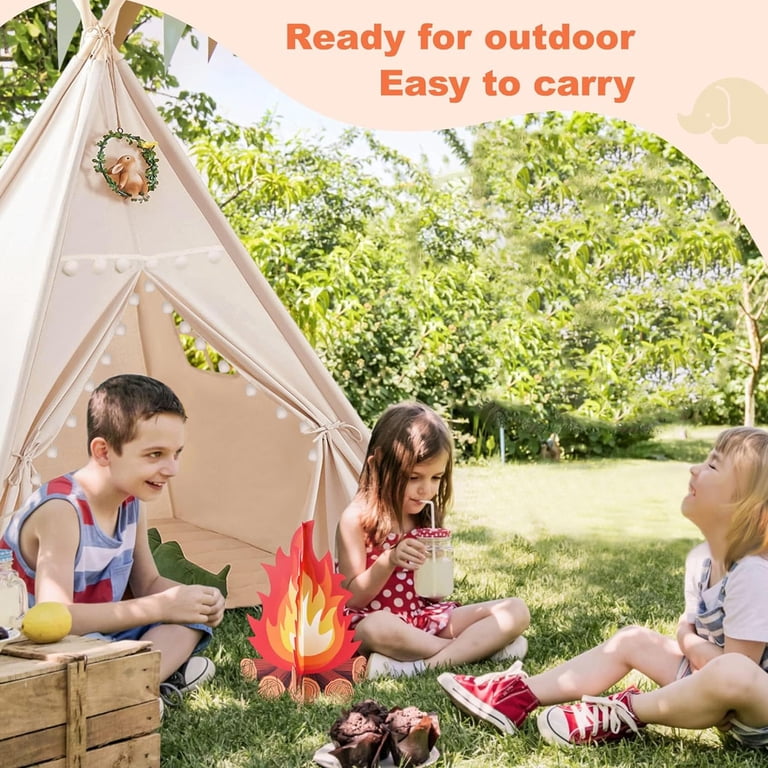 Keyahappy Teepee Play Tent, Pompom Design, Off-White photo 4