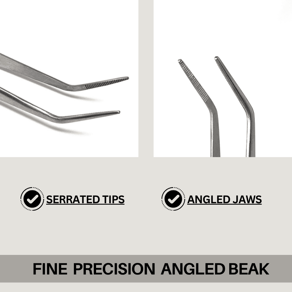 24 Pcs College Cotton Plies Lab Tweezers Angled Serrated Tips Made of Stainless Steel Multipurpose Tweezers - 6"