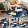 thumbnail image 5 of Round Rugs 3Ft, Coastal Round Area Rug Washable Indoor Throw Carpet, Summer Beach Starfish Shell Sea Coral Navy Blue Small Non Slip Circle Rug for Bedroom Living Room Home Decor Aesthetic, 5 of 8