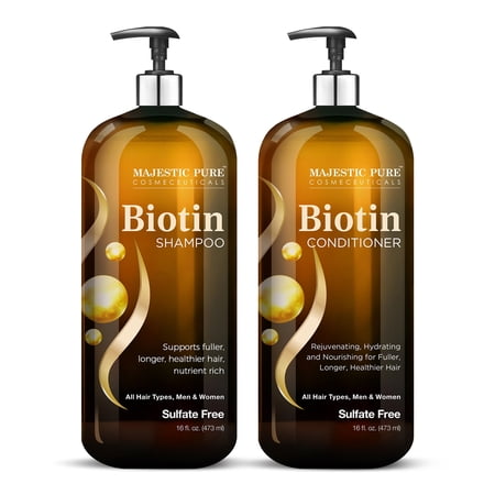 Majestic Pure Biotin Shampoo and Conditioner Set - Hydrating Nourishing & Supporting Healthy Hair Sulfate Free for Men & Women - 16 fl oz Each