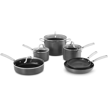 

10-Piece Pots and Pans Set Nonstick Kitchen Cookware with Stay-Cool Stainless Steel Handles and Pour Spouts Grey