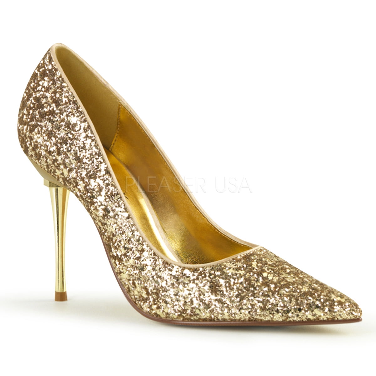 APPEAL20G, 4" Metal Stiletto Heel Pointed Toe Pump Glitter Shoes