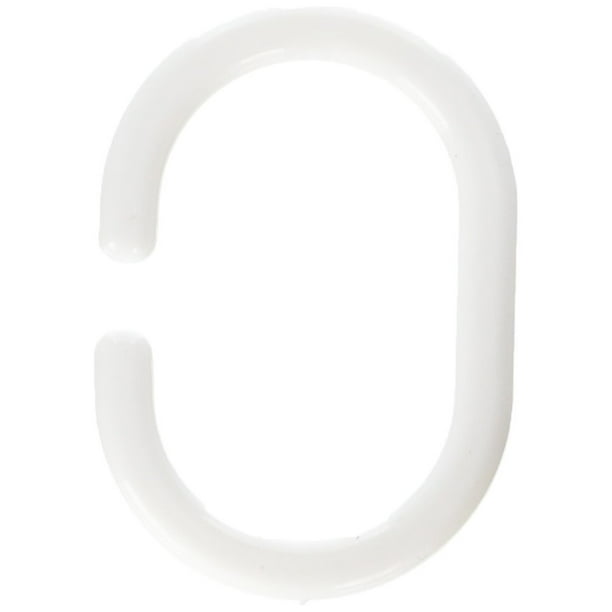 12 Shower Curtain Bath Drape Hook Hanger Ring (White)