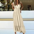 thumbnail image 1 of Gspmoly Robes d'Été pour Femmes 2025, Robe d'Été pour Femmes en Dentelle Dentelle à Col en V Bohème Décontractée Plissée Sans Manches Robe pour Femmes Robes d'Été pour Femmes Économies d'Été, 1 of 8