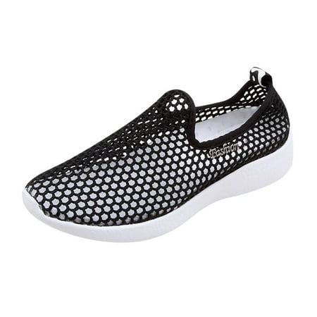 

EQWLJWE 2022 Spring Autumn Sneakers Women Hollow Out Mesh Breathable Sneakers Summer Soft Comfortable Slip On Shoes Deals Discount Clearance