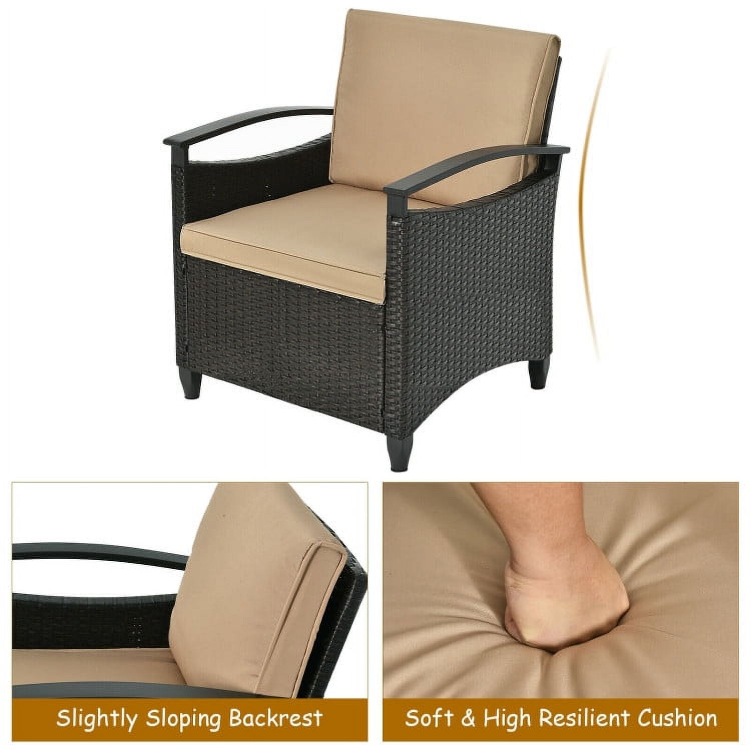 Aimee Lii 3 Pieces Wicker Patio Furniture Set, Cushioned Sofa, Small Patio Set with Round Coffee Table Aimee Lii 3 Pieces Wicker Patio Furniture Set, Cushioned Sofa, Small Patio Set with Round Coffee Table