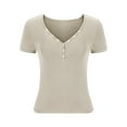 thumbnail image 5 of Women's V Neck Short Sleeve T Shirts Double Lined Tee Seamed Cup Going Out Tops, Under 10 Dollar Clearance, 5 of 6