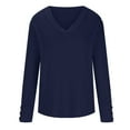 thumbnail image 5 of Annhoo Fall Tops for Women Long Sleeve with Button Casual V Neck Shirts Loose Comfy Vacation Lounge Blouses, 5 of 9