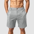 thumbnail image 2 of idosla Men's Cotton Chino Shorts Casual Elastic Waist Drawstring 7 Inch Summer Beach Golf Shorts with Pockets (Light Gray, M), 2 of 7