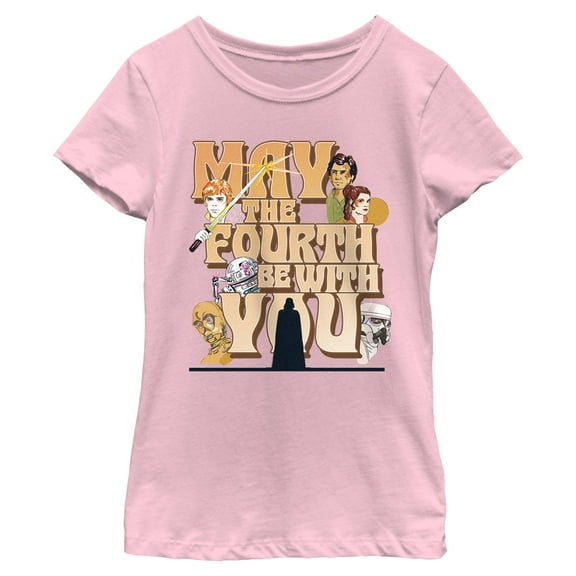 Girls Star Wars May The Fourth Be Retro T Shirt
