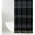 "Farmhouse Style Black Boho Shower Curtain Set with Tassel, 100% ...