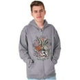 thumbnail image 5 of Never Give Up Fight Skull Tattoo Zip Up Hoodie Men's Women's Brisco Brands L, 5 of 6