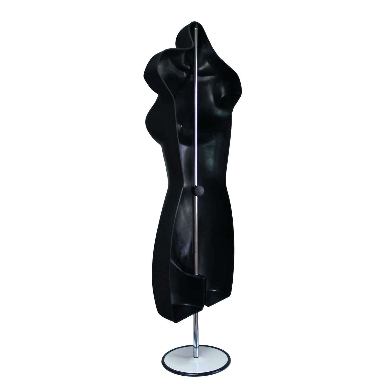 Black Female Mannequin Hip Long Hollow Back Body Torso Set w/Metal Stand with Metal Pole & Hanging Hook, S-M Size (5)