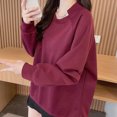 thumbnail image 4 of HongQid Sweatshirt for Women Crewneck Long Sleeve Loose Fit Tops Casual Solid Color Loose Pullover Shirts Clothes, 4 of 7