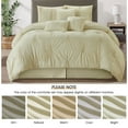 thumbnail image 3 of Lanco 7 Piece Beige Comforter Set California King Size, Elastic Embroidery Bedding Set, Solid Color, Home Decor, Matching Bedskirt, Pillows & Shams, 3 of 7