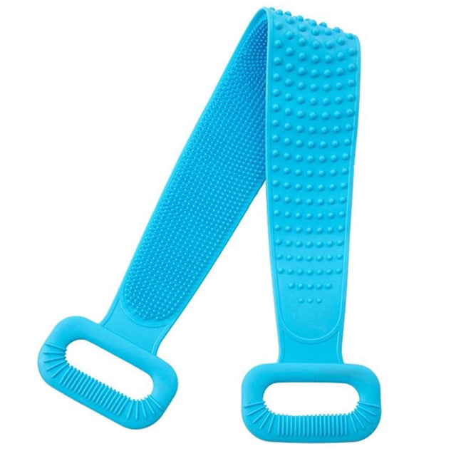 Cepillo de baño de silicona para el cuerpo, exfoliante alargado de silicona para el cuerpo, enjabona bien, respetuoso con el medio ambiente, de larga duración, masaje cómodo para ducha azul brillar Hogar