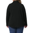 thumbnail image 4 of DARING DIVA Women's Plus Size Knit Casual Long Sleeve Button Down Shirts 1X Black, 4 of 5