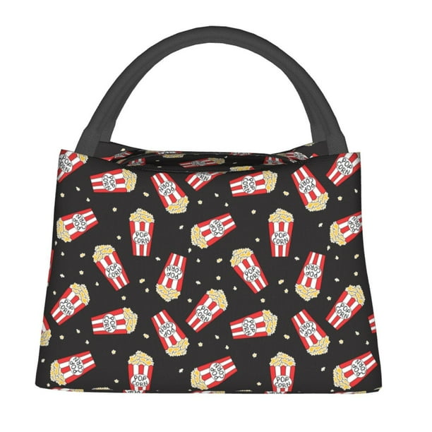 Fotbe Popcorn Bolsa Térmica Portátil con Estampado, Bolsa de Entrega de Alimentos Aislada, Bolsa Reutilizable de Gran Capacidad para Comidas y Supermercado