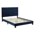 thumbnail image 1 of Pemberly Row King Tufted Button Velvet Platform Bed in Midnight Blue, 1 of 5