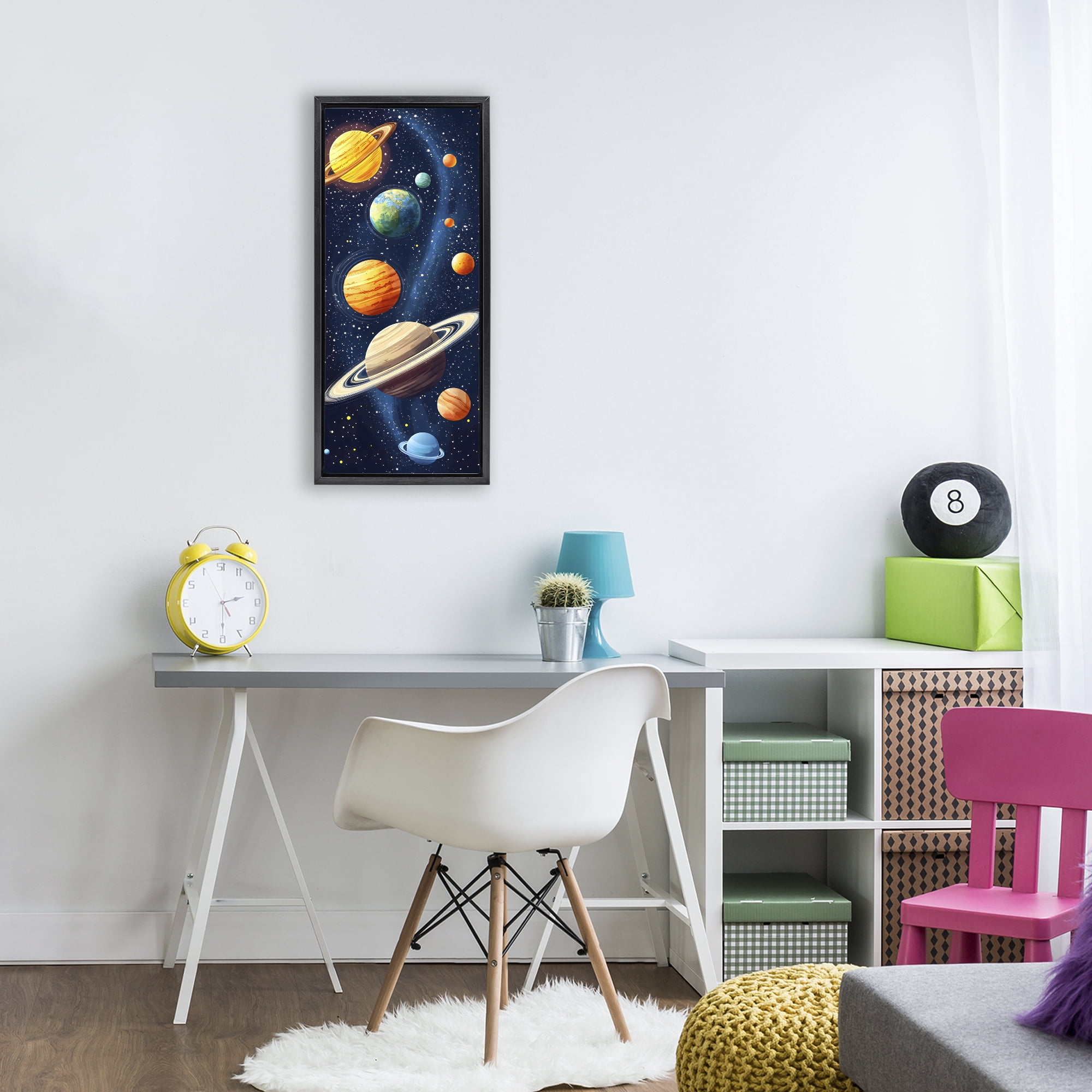 Stupell Industries Galaxy Swirl Planetary Orbit Black Framed Floater Canvas Wall Art, design by Creative Studio