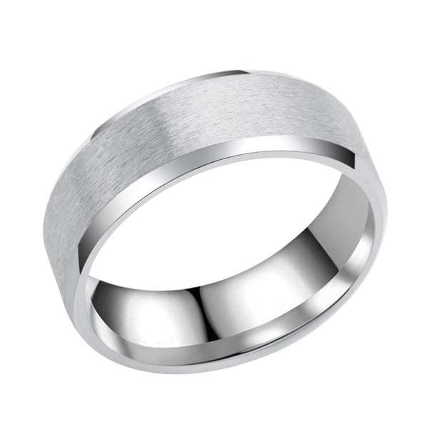 Anillo de acero inoxidable de titanio para hombre, de 8 mm, con bisel doble, cepillado mate y liso