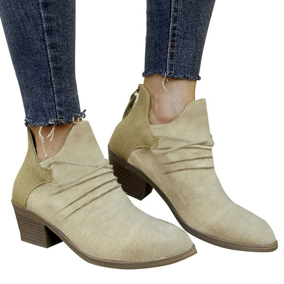 NOKIO Elegant Women'S Short Boots Minimalist Side Zipper Boots For Women Ankle Boots Short Boots Single Shoes For Ladies Casual Shoes Women'S Versatile Block Heel Ankle Booties