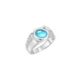 thumbnail image 3 of RYLOS Men's Rings 14K White Gold Cabochone Gemstone & Diamond Designer Blue Topaz Rings For Men Size 13, 3 of 7