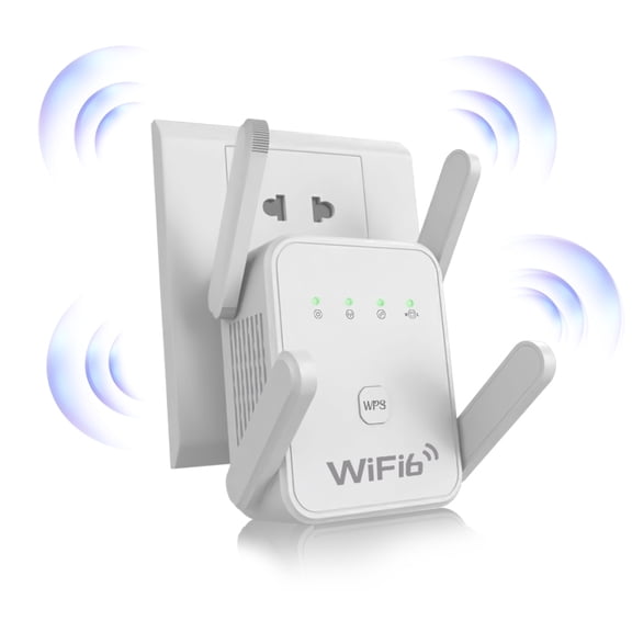 WiFi 6 WiFi Extender Signal Booster, Dual‑Band 2.4G & 5G WiFi Repeater for Home,Wireless Internet Amplifier with 4 Antennas, WPS Easy Setup,Covers Up to Large House