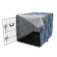 thumbnail image 3 of Banana Leaf Dog Crate Cover, Watercolor Tropic Pink Flamingos and Orchid with Blue Floral Plant Jungle Palm, Easy to Use Pet Kennel Cover for Dogs, 35" x 23" x 27", Multicolor, by Ambesonne, 3 of 6