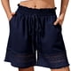 thumbnail image 1 of TaTaai Women's Casual Lace Bohemian Shorts High Elastic Waist Drawstring Wide Leg A-Line Pants with Hollow Out Trim Comfy Spring Summer Beach Vacation Bottoms Gift, 1 of 8