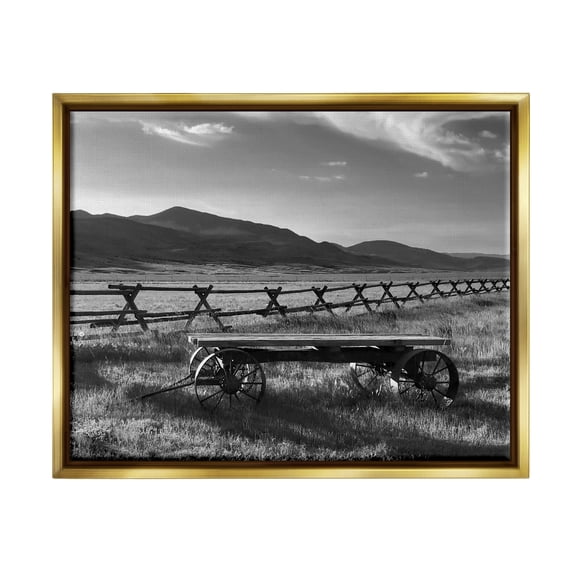 Stupell Industries Country Wagon Scenery Landscape Photography Gold Floater Framed Canvas Art Print Wall Art, 21 x 17
