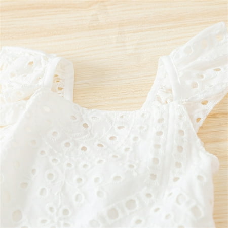 

nsendm Kids Toddler Baby Girls Spring Summer Solid Cotton Ruffle Sleeveless Princess Dress Clothes Baby Girl Bloomers Dress White 3-4 Years