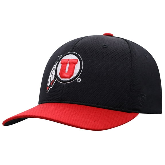 Men's-Top of the World Black Utah Utes Reflex Fitted Hat