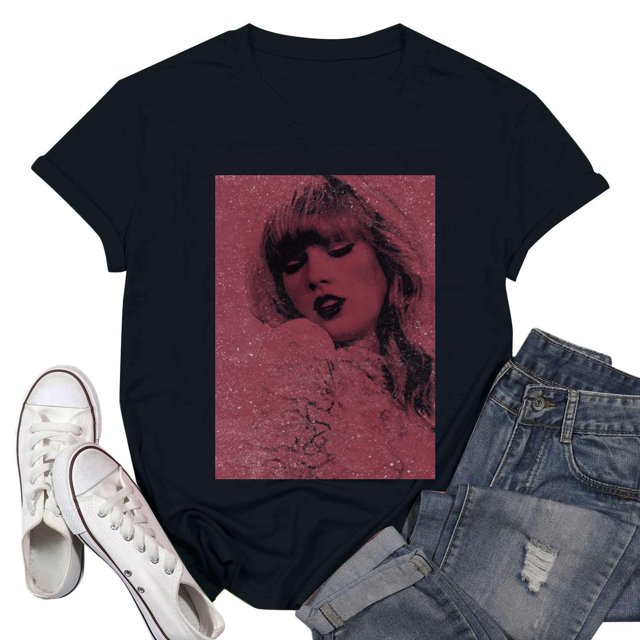TayIor Sw1ft Chemises, Tyler Sw1ft Merch, Tyler Sw1ft, Mode Décontractée Imprimée Col Rond Manches Courtes Chemises Blouse Femme Graphique Amateur de Musique TKFASHION Rose Vif TG