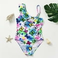thumbnail image 3 of Girls One Piece Swimsuit Beach Bathing Suit Colorblock Cut Out Bikini Scoop Neck Swimsuit Halter Bathing Suits Beach Summer Swimwear For Toddler Girls Size 6-7, 3 of 7