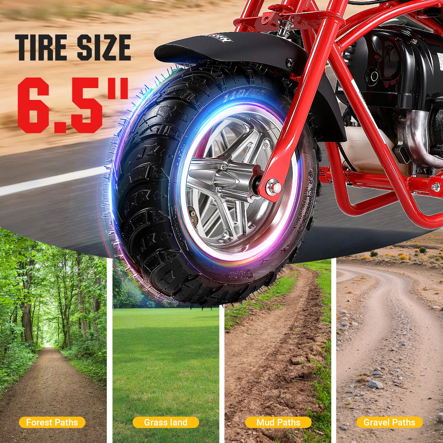 Oryxearth OM-40 Mini Gas Bike for Teens, Off-Road Dirt Bike, Gas Powered 4-Stroke Pocket Bike, Easy Assembly, Red