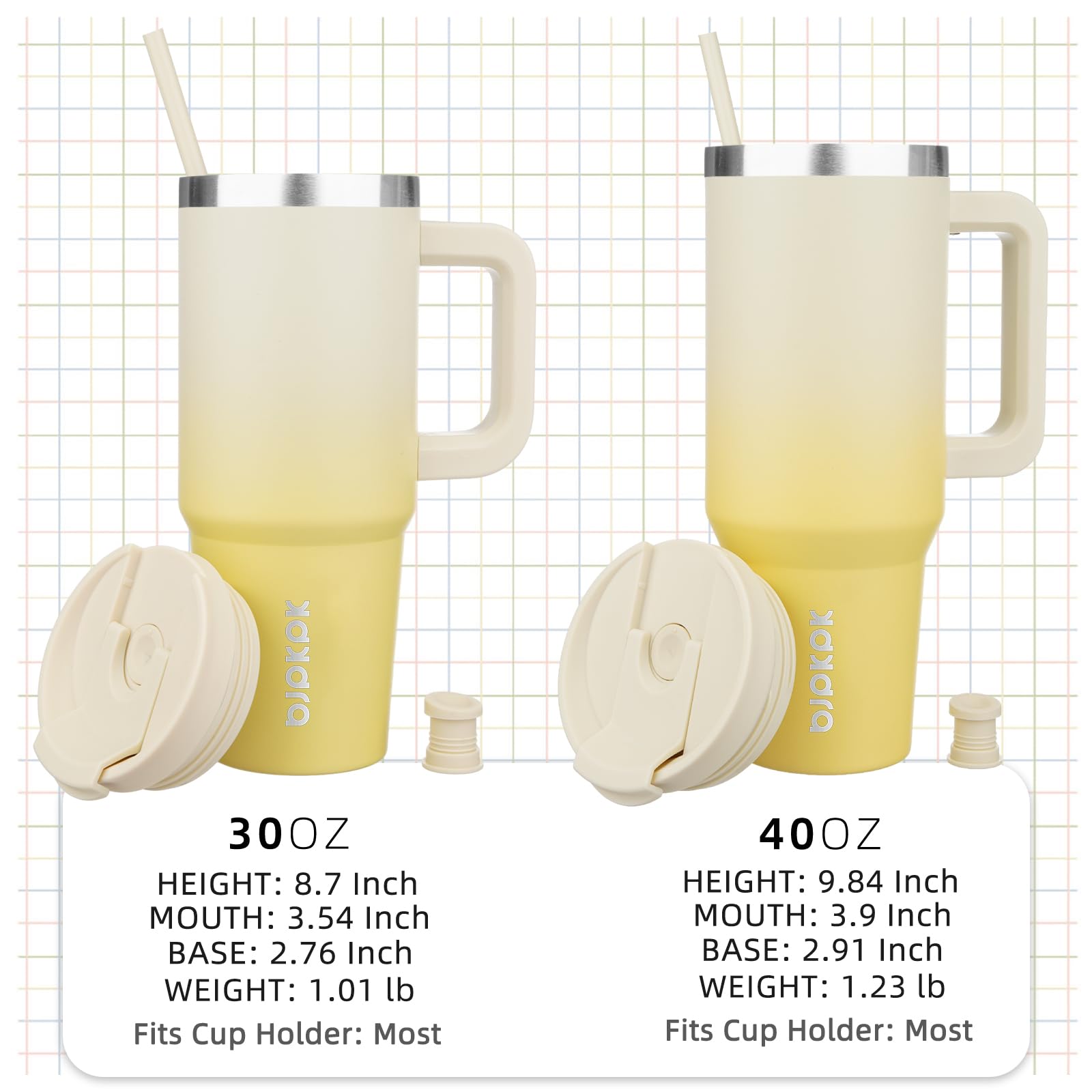 BJPKPK 40oz Tumbler with Handle - Lemon photo 5
