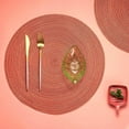 thumbnail image 4 of Round Woven Placemats, 4 Pcs, 15" Braided Woven Placemats, Attractive Kitchen Place Mats, Round Placemats as Table Mat (Red), 4 of 6