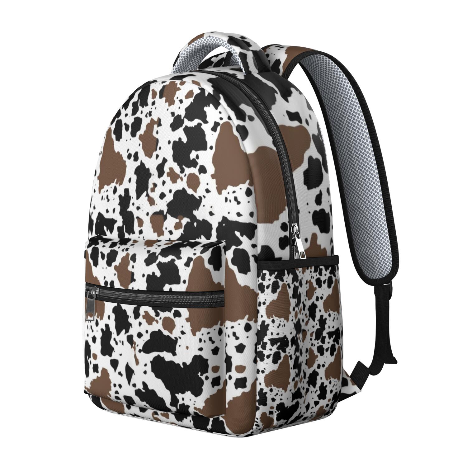 Cow Print Backpack for School,Schoolbag with Adjustable Shoulder Straps & Padded Back,15.3"x11"x7.1".