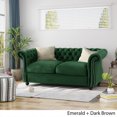 thumbnail image 3 of Velvet Sleeper Loveseat Sofa Bed, 61 Inch Emerald Green Convertible Couch with Pillows for Living Room, Apartment, Office, Small Spaces, 3 of 9