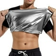 thumbnail image 5 of BAETEUY Sauna Shirt Short Sleeve Sweat Top Elastic Round Neck Heat-producing Calorie Burning Weight Loss Solid Color Men Gym Exercise Sport Top, 5 of 8