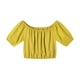 thumbnail image 5 of Conjunto moderno para el día: top con cuello cuadrado y mangas abullonadas y pantalones de pierna ancha - Poliéster - Ropa informal/de vacaciones, 5 of 8