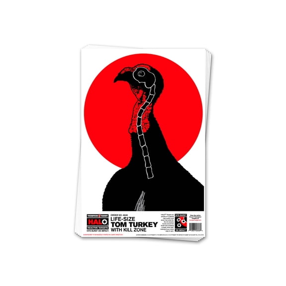 Thompson Target HALO Life-Size Turkey Reactive Splatter Targets 12.5x19, 10 Pack, Black/Red, Large