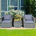 thumbnail image 4 of Gymax Ensemble de Conversation de Patio en Rotin 3 Pcs Ensemble de Meubles d'Extérieur avec Table Coussin, 4 of 10