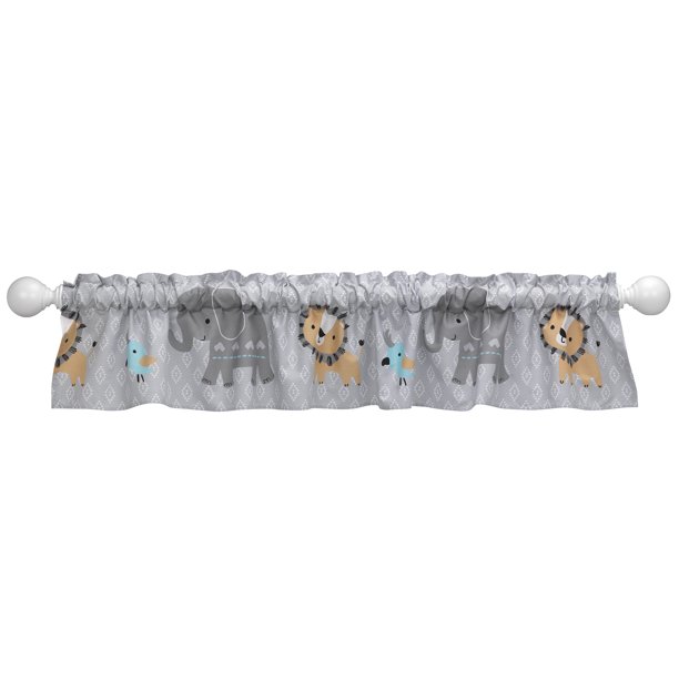 Bedtime Originals Jungle Fun Window Valance Blue Gray White Animals Safari Walmart Com Walmart Com