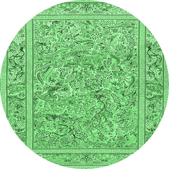 Ahgly Company Indoor Round Animal Emerald Green Traditional Area Rugs, 3' Round